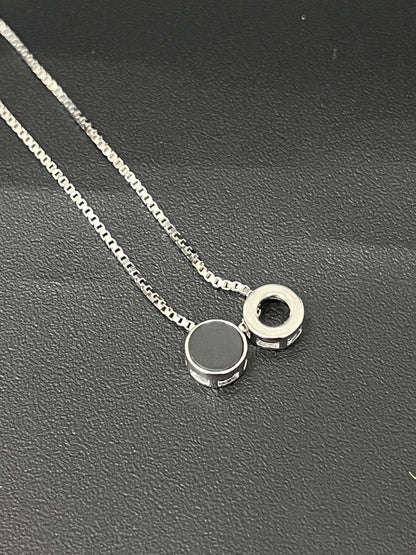 Ladies Pendant Chain_Circular With Grey Stone