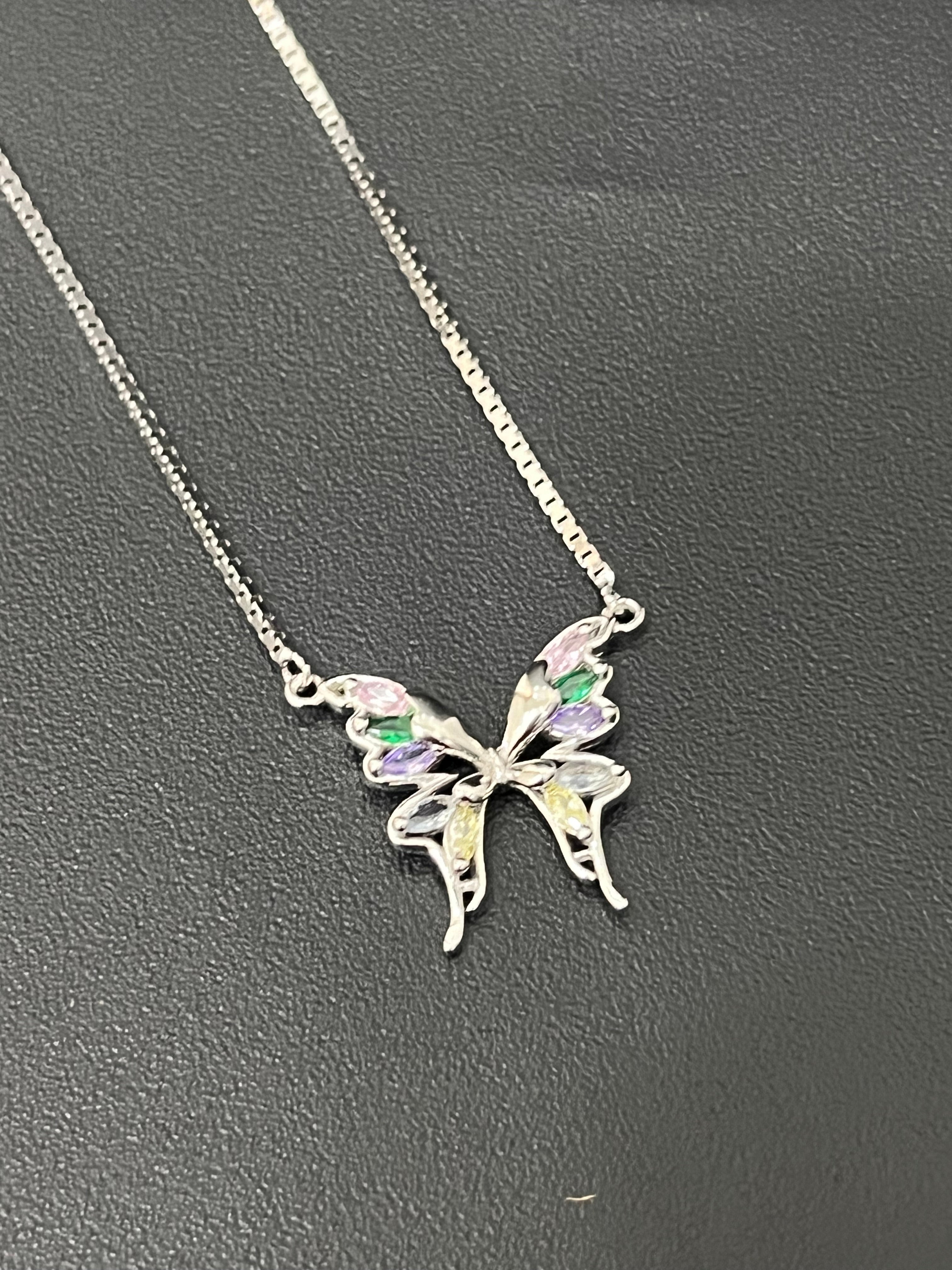 Ladies Pendant Chain Multi Color Butterfly