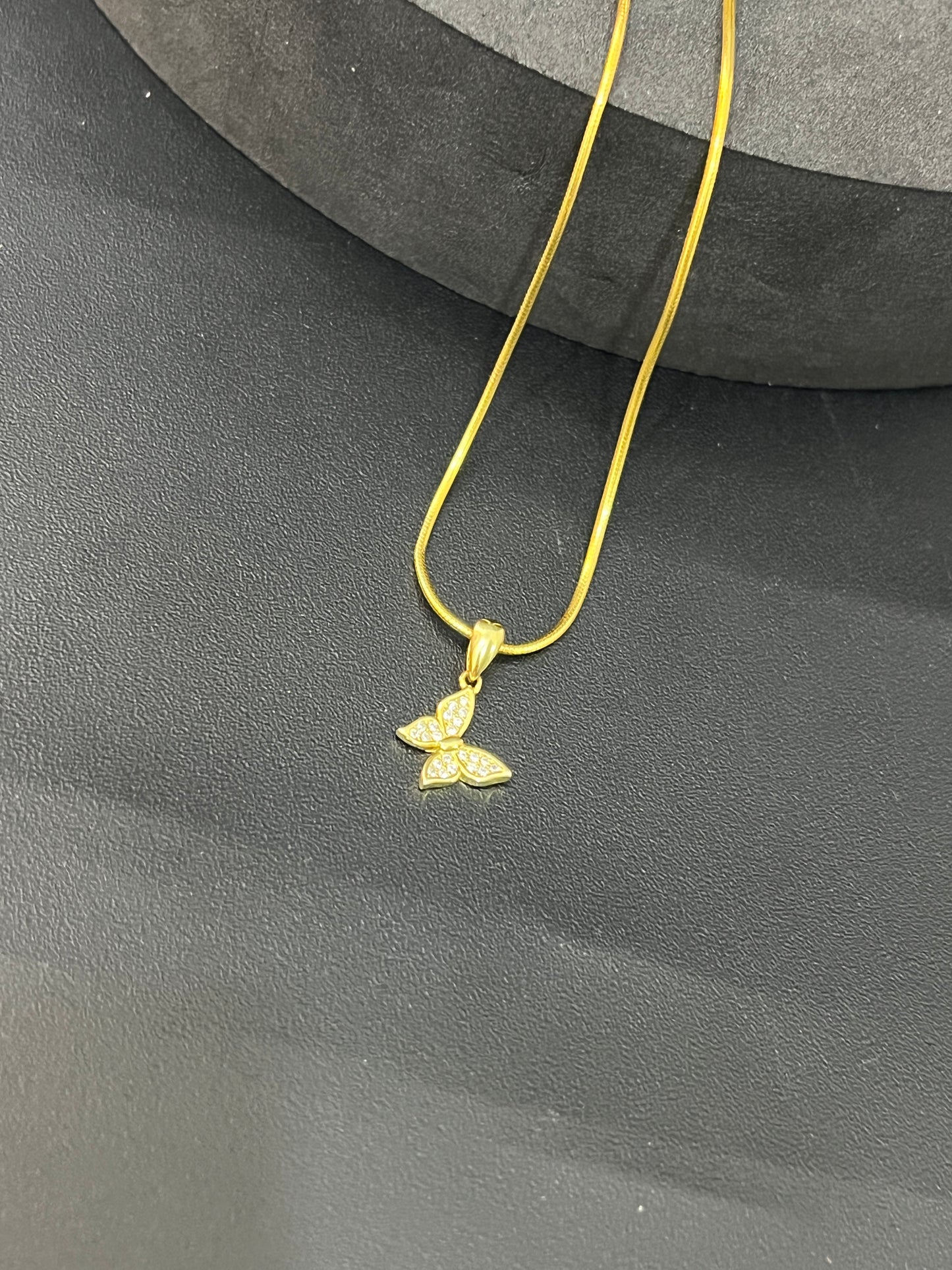 Ladies Pendant Chain Butterfly With Stone (Gold Finish)