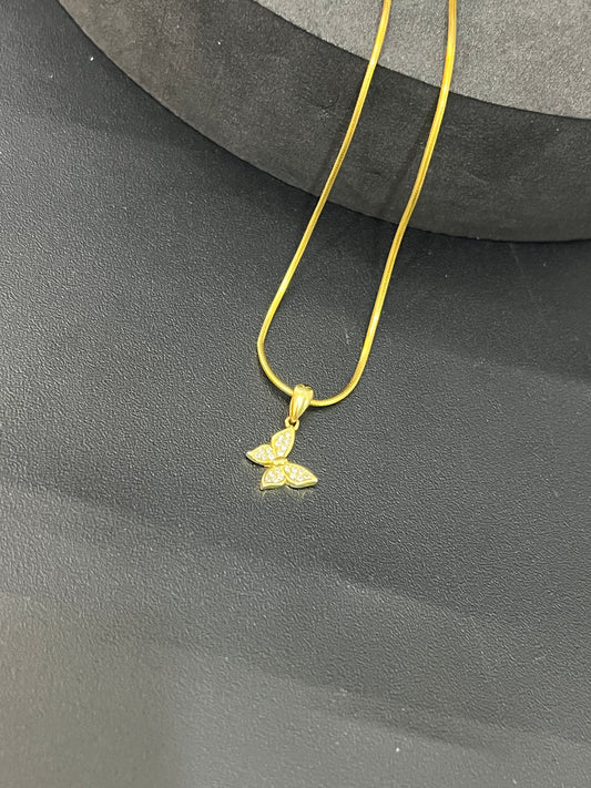 Ladies Pendant Chain Butterfly With Stone (Gold Finish)