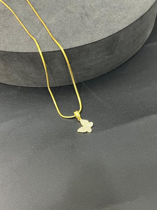 Ladies Pendant Chain Butterfly (Gold Finish)