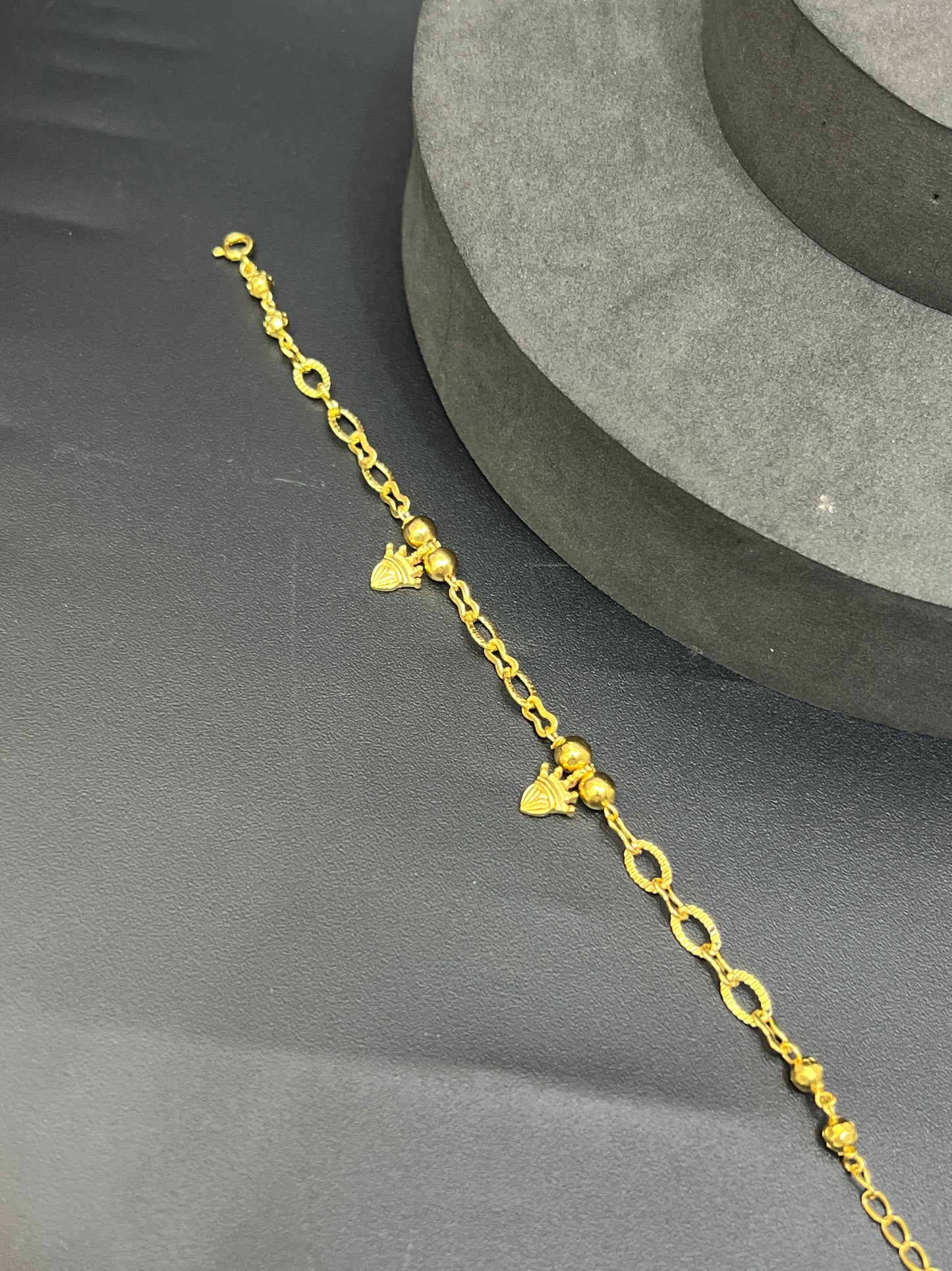 Ladies Silver Link Bracelet (Gold Polish)