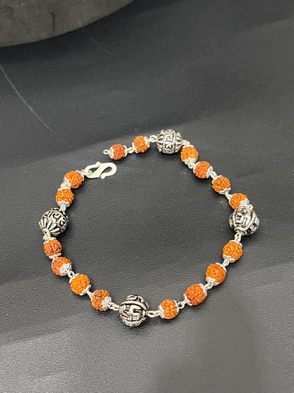 Silver OM Rudraksha Bracelet