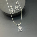 Sliver Ladies Pendant Set oval with stones