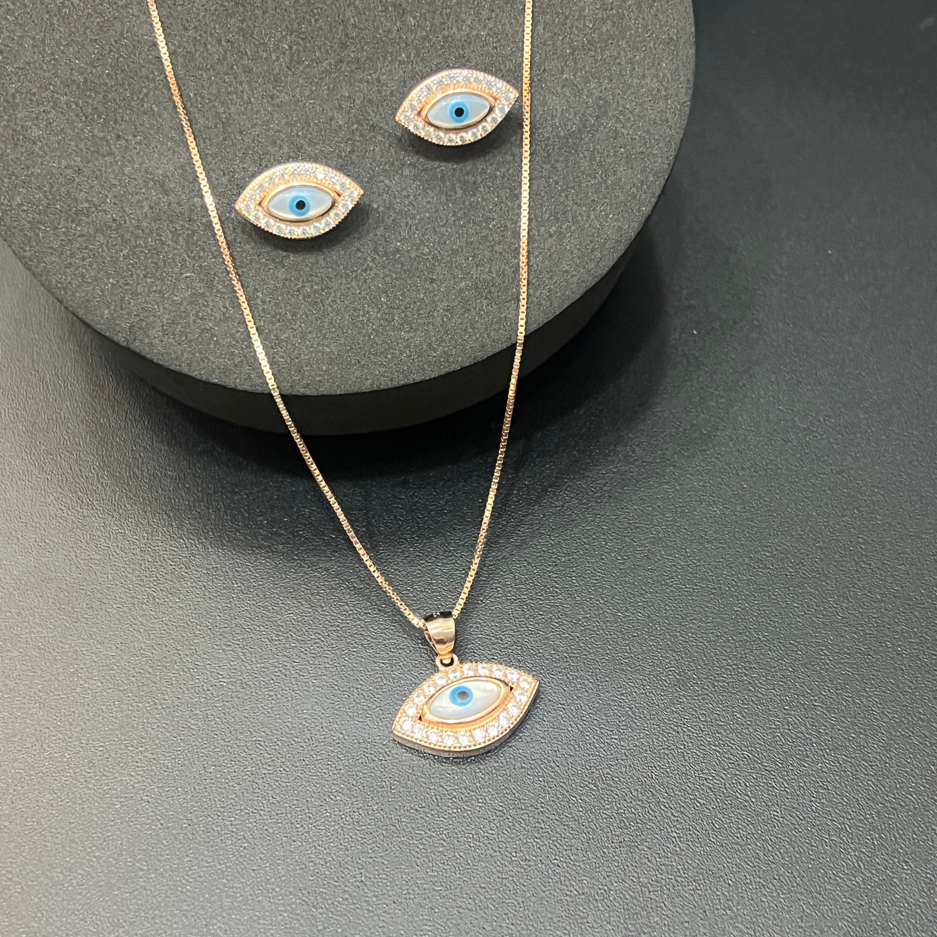 Ladies Pendant Set Evileye RoseGold
