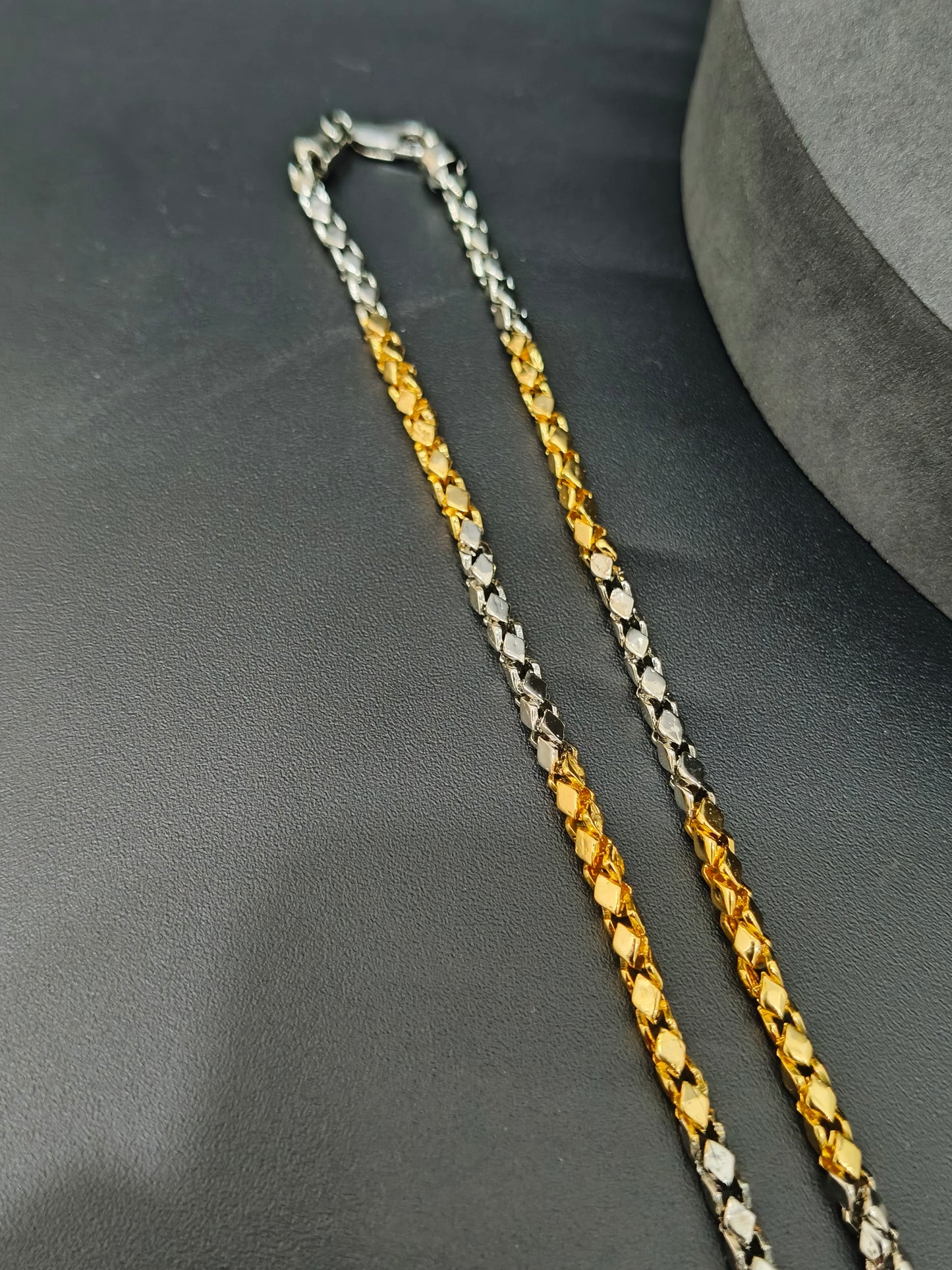 Men's Two Tone Italian Kathil Chain (Silver & Rosegold)