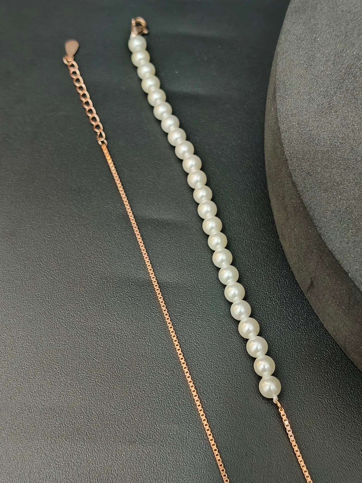 Ladies Anklet_Original pearl (Rosegold)