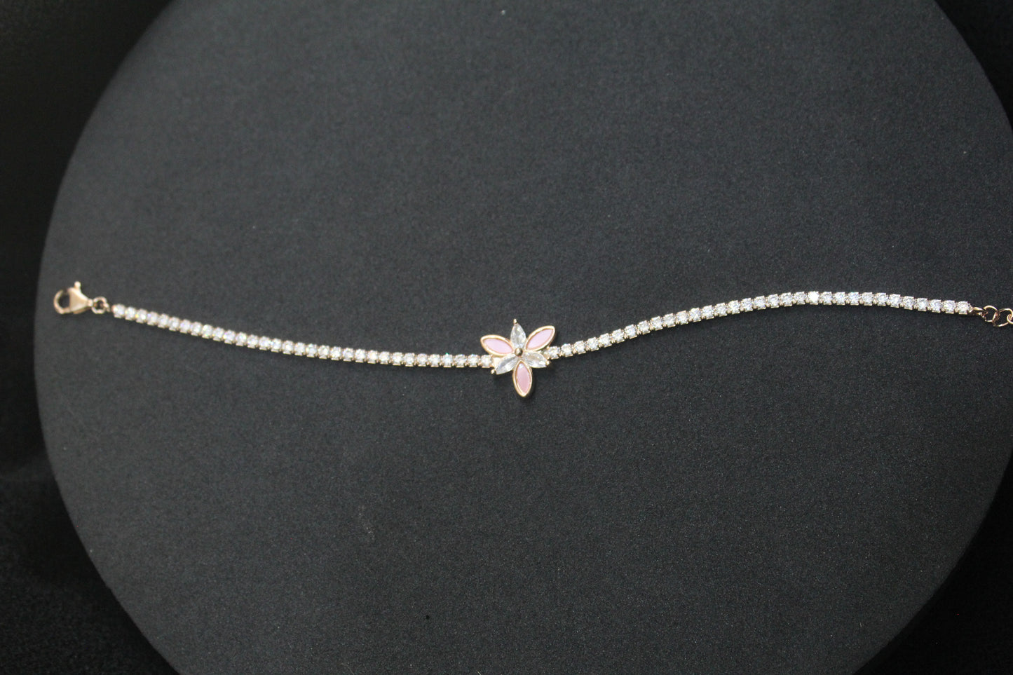 Ladies Stone Bracelet_Pink Flower