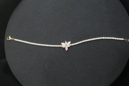 Ladies Stone Bracelet_Pink Flower