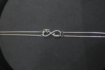 Ladies Chain Bracelet_Silver Love Double Heart