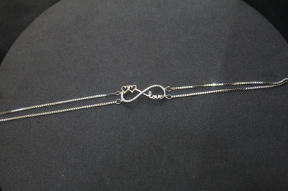 Ladies Chain Bracelet Silver Double heart Love