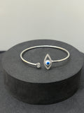 Ladies Flexi Kada_white Stone Evil Eye