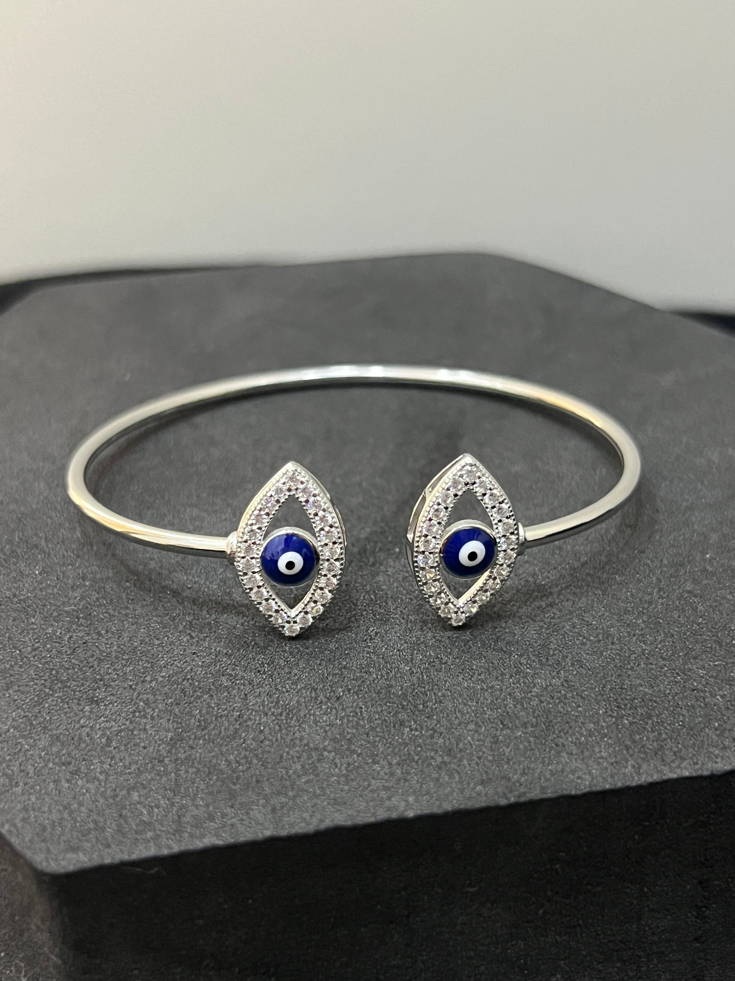 Ladies Flexi Kada_Full Stone Double Evil Eye