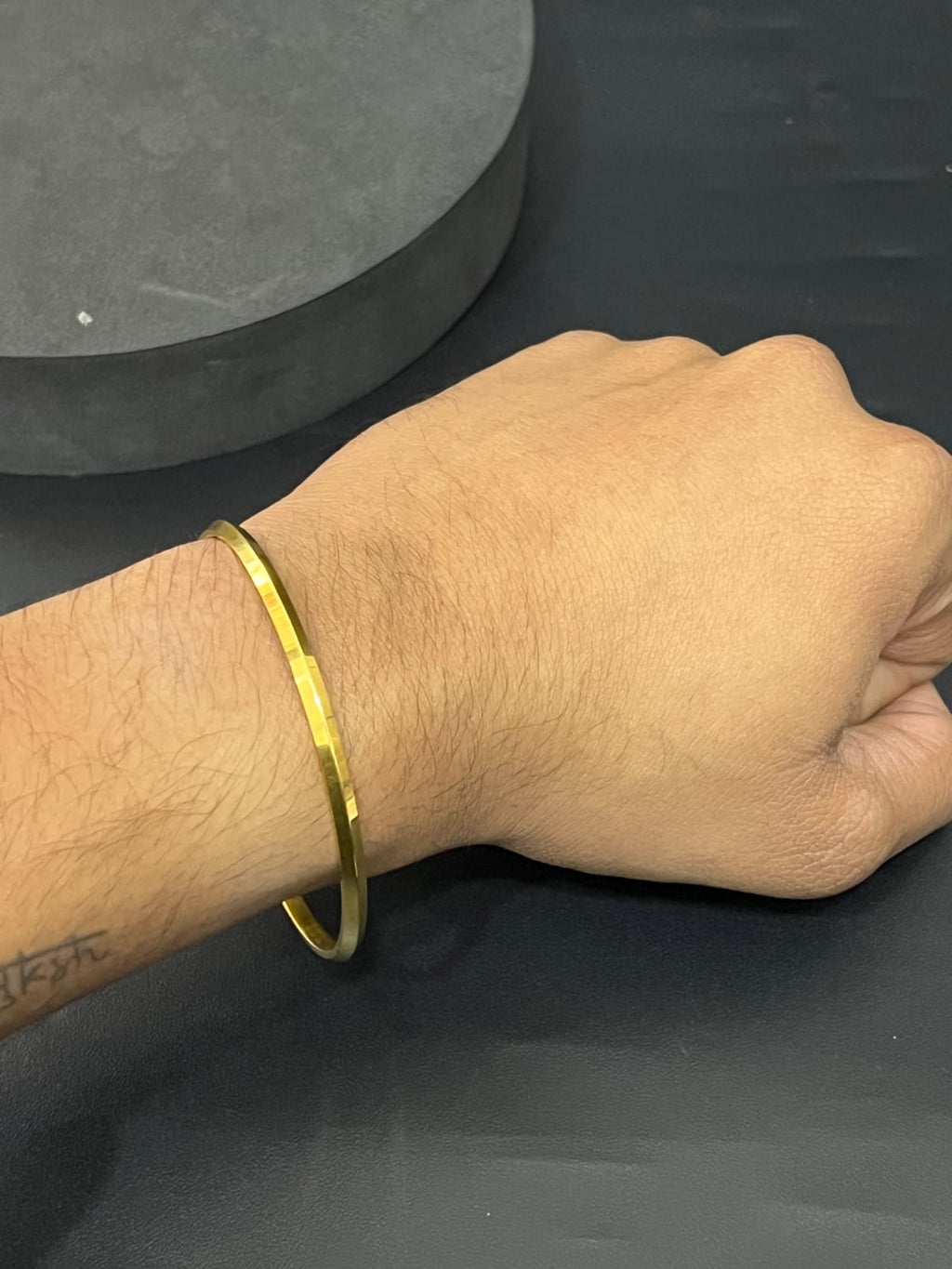 Mens Slim Kada Gold Polished