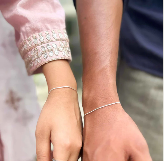 Silver Couple Bracelet Classic ( Slim Thick Chain)