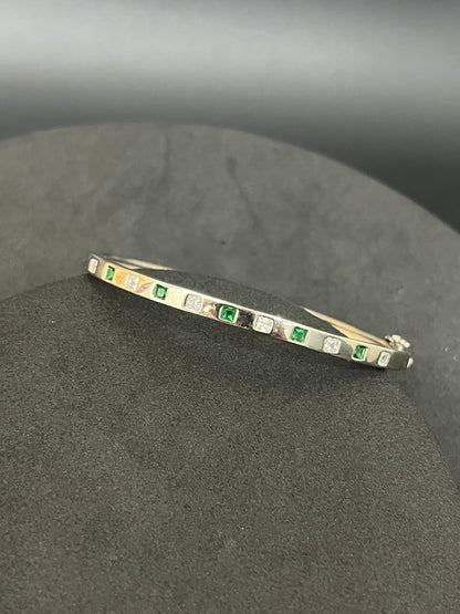 Ladies Kada_Green & White Stone