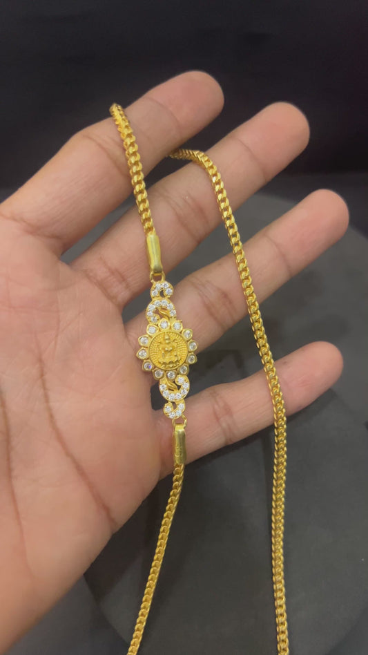 Silver Thali Sarad (muggappu chain)Lakshmi American Diamond Studded