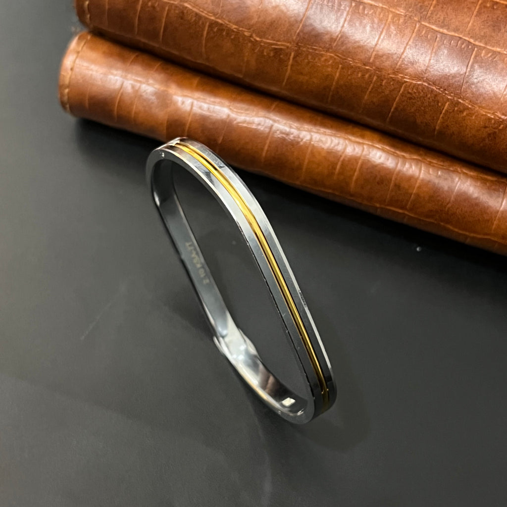 Silver kada Unisex Oval Dual tone K4