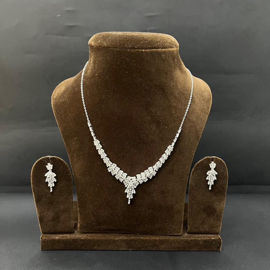 Silver Necklace Premium Cz Set