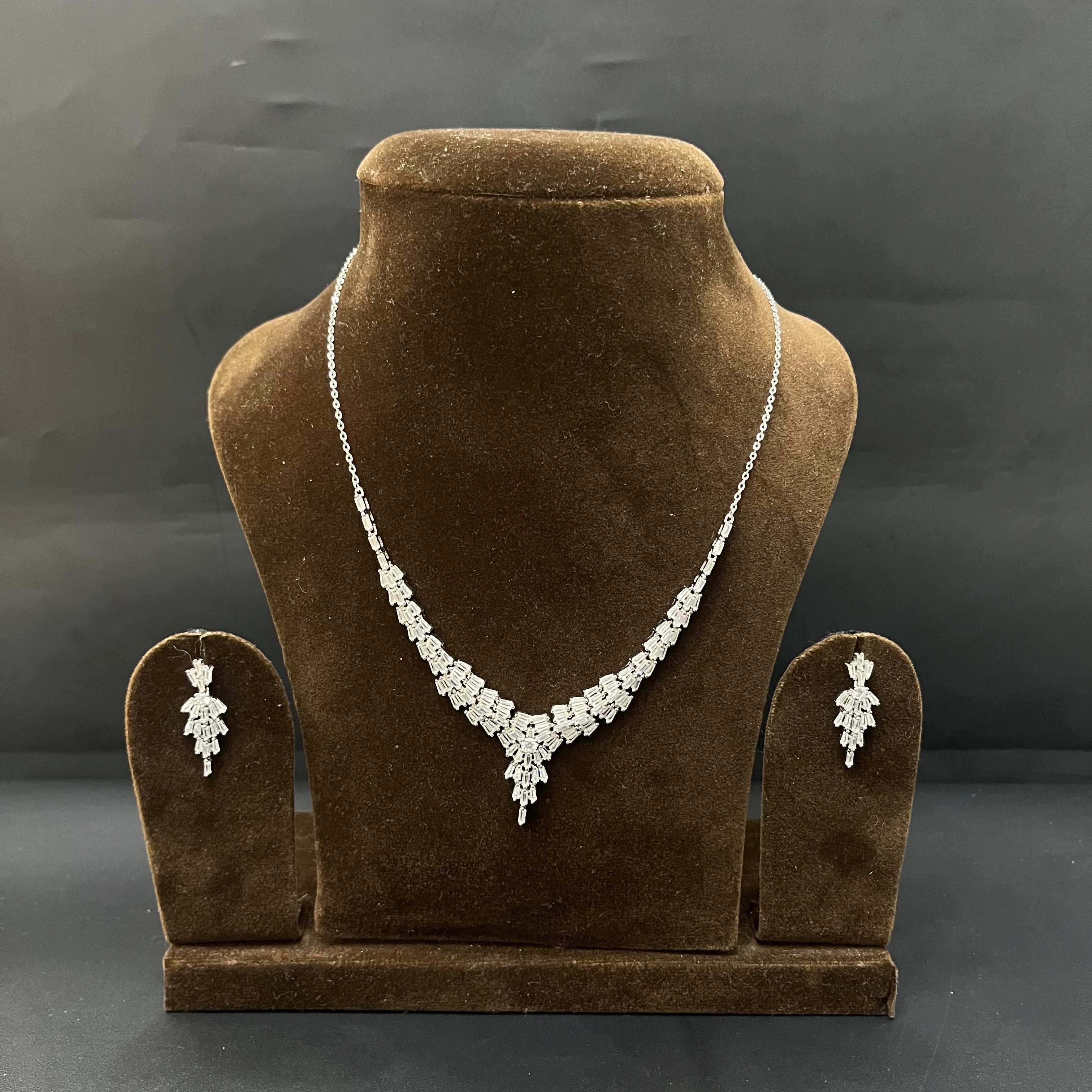 Silver Necklace Premium Cz Set
