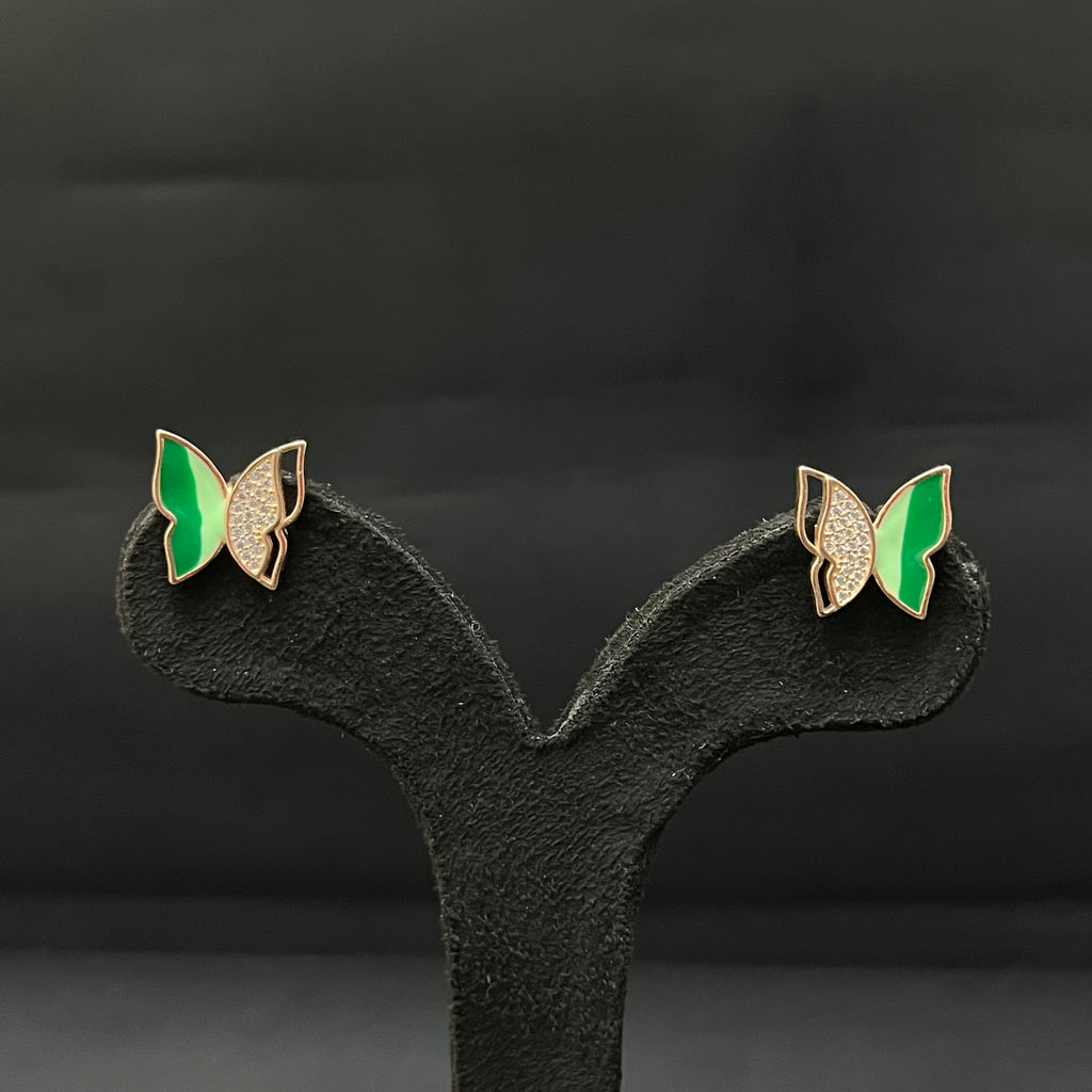 Silver Ladies Chain Set Butterfly Green & Black RG