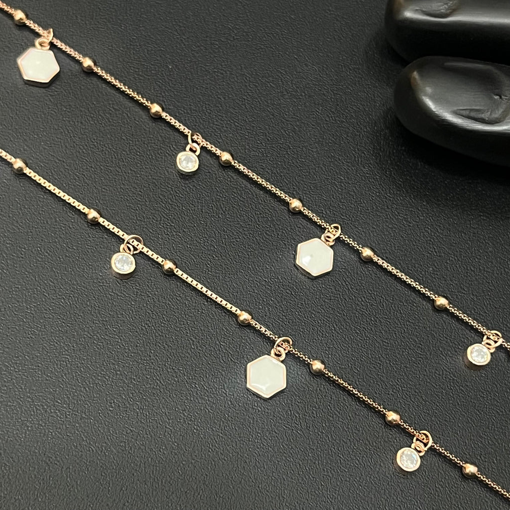Silver Ladies Anklet Mop Charms RG