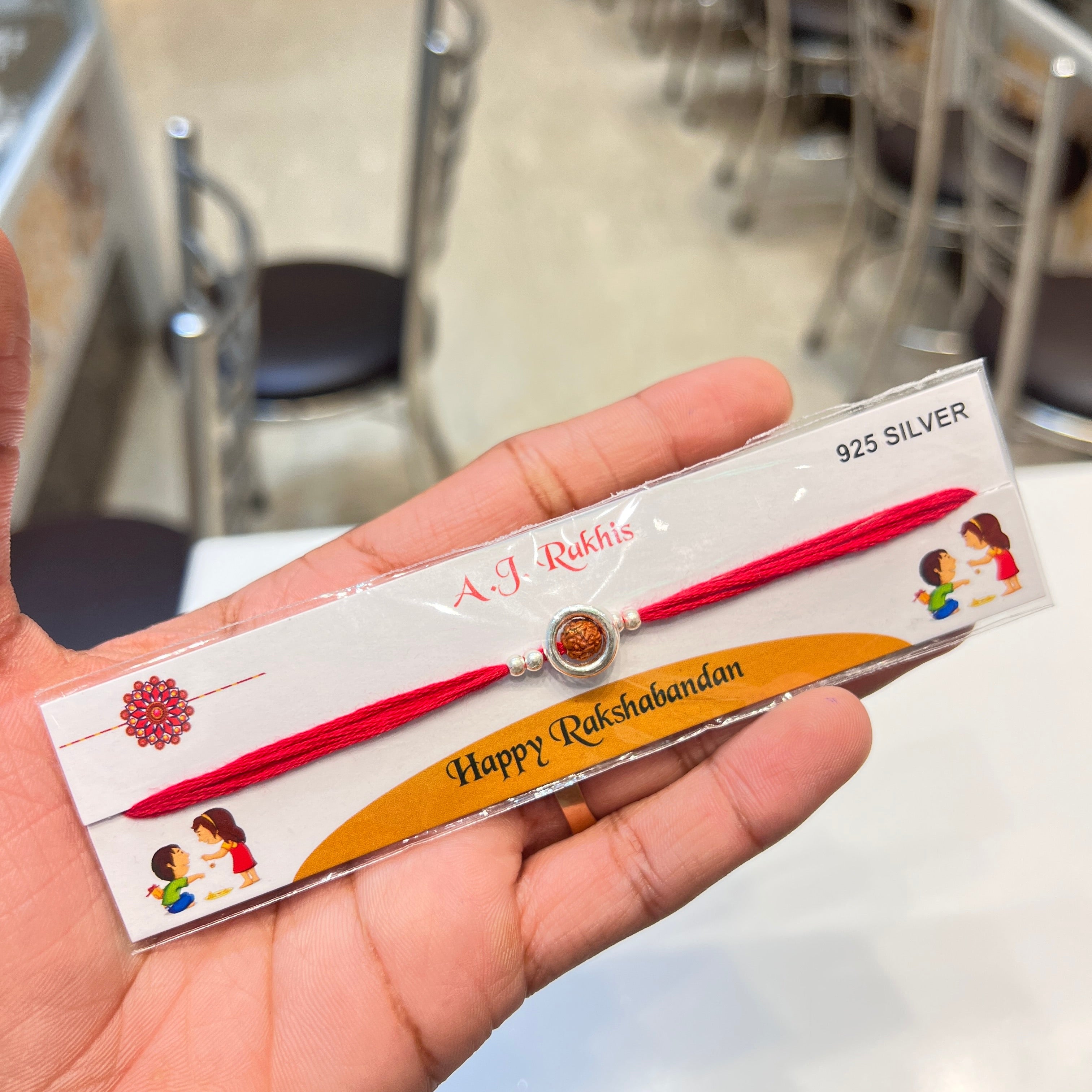 Pure Silver Rakhi Rolling Rudraksh