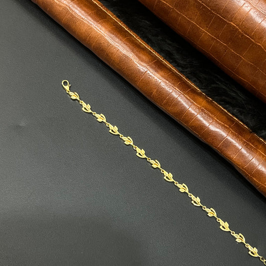 Silver Ladies Bracelet Gold Finished Leaf Finish Matte FR