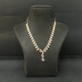Silver Neckalce Designer Cz Leaf American Diamond Rosegold Finished