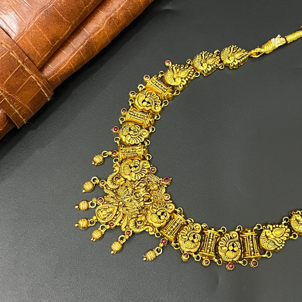 Silver Antique Necklace Gold Finished N01