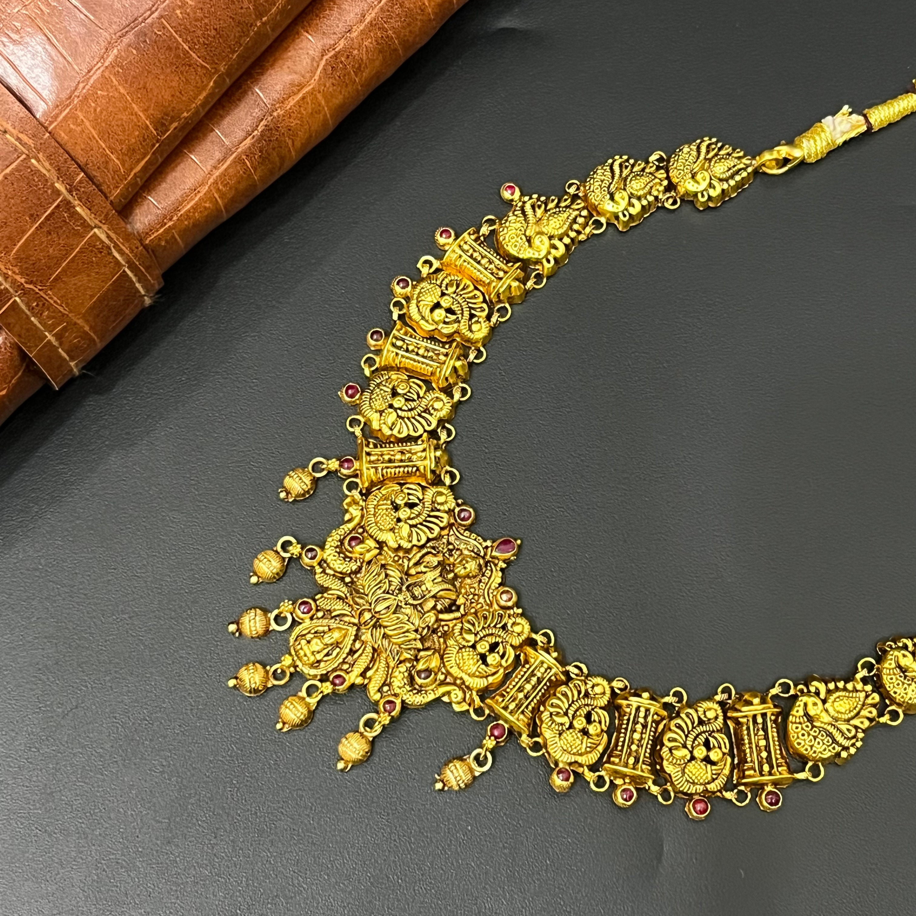 Silver Antique Necklace Gold Finished N01
