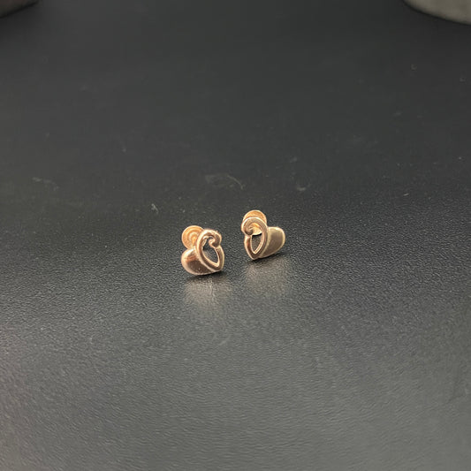 Silver Rosegold Studs Heart