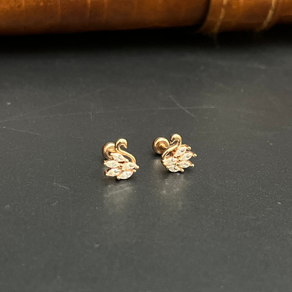 Silver Second Studs Swan Rosegold 925