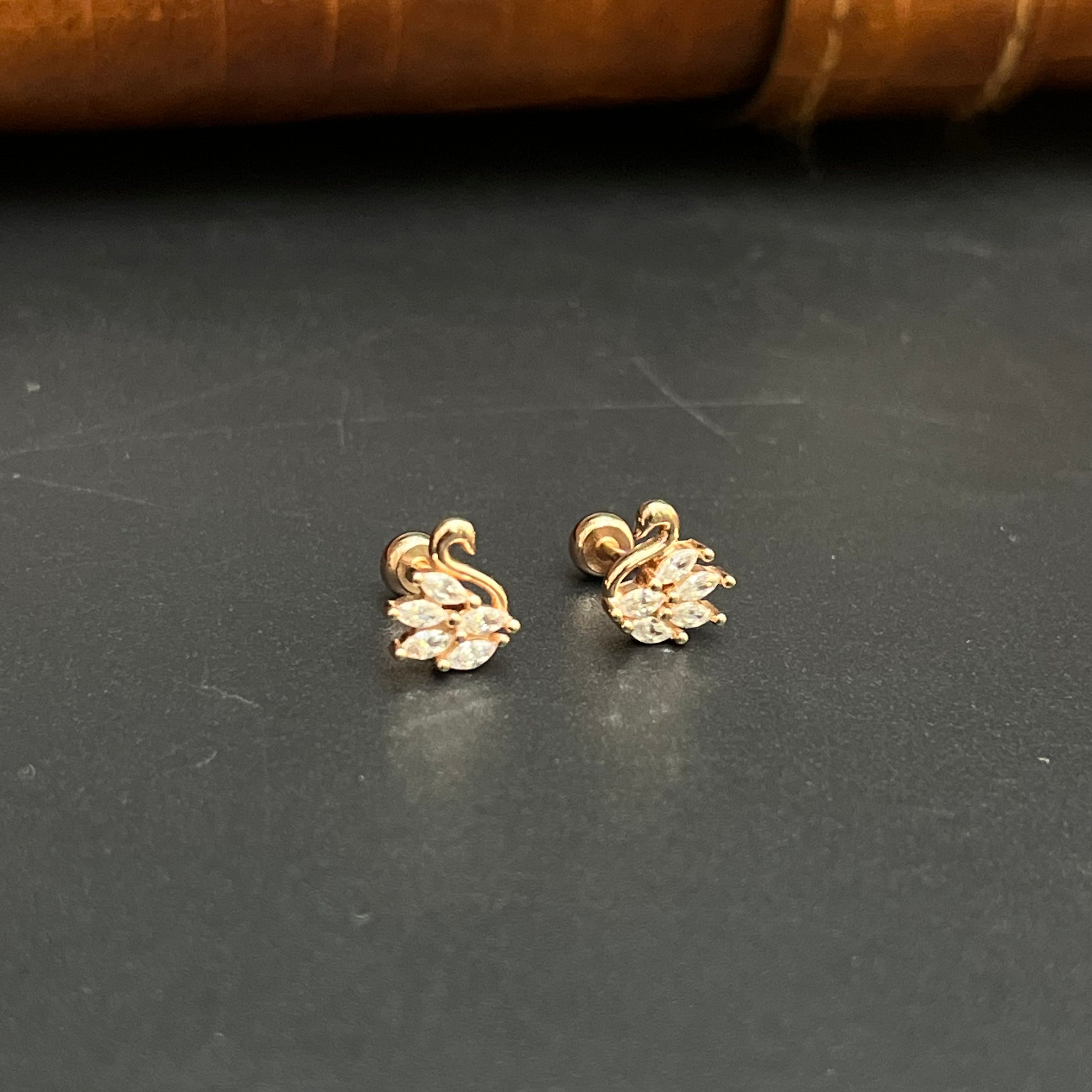 Silver Second Studs Swan Rosegold 925