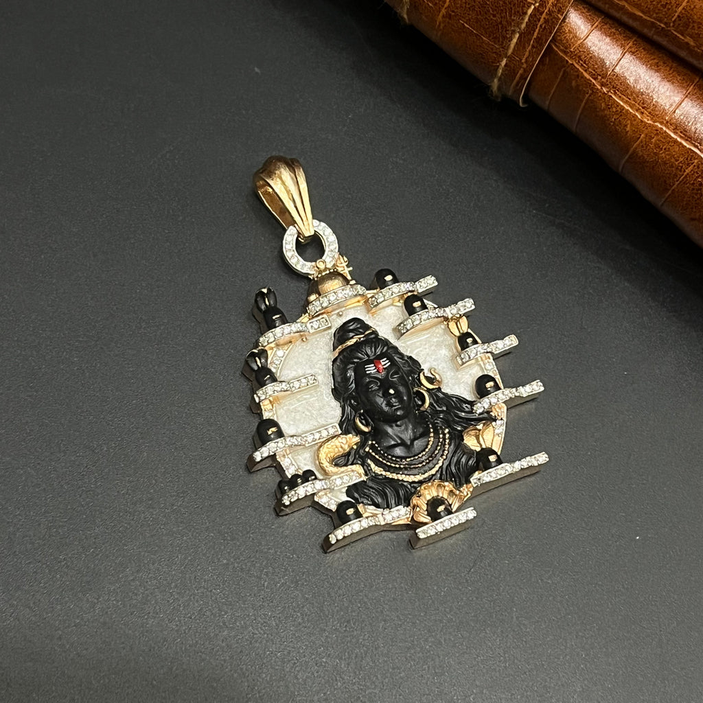 Silver Pendant Lord Shiva Twelve Linga Rose Gold 925