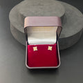 Gold Studs White Stone Square