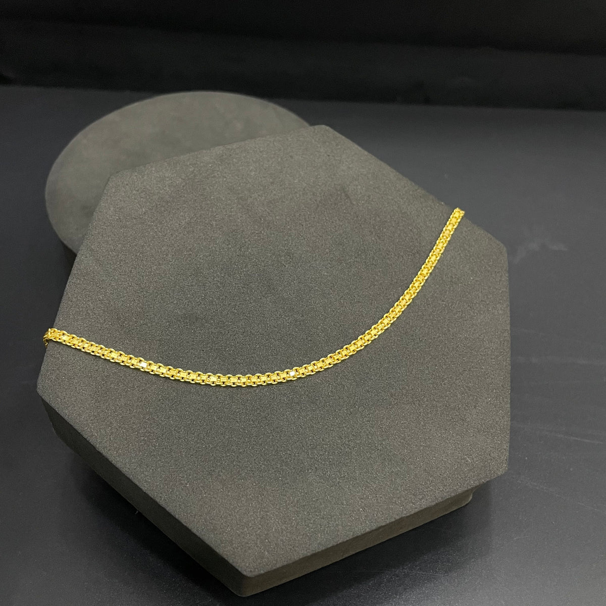 Silver Mens Chain Flat Gold Finish 925