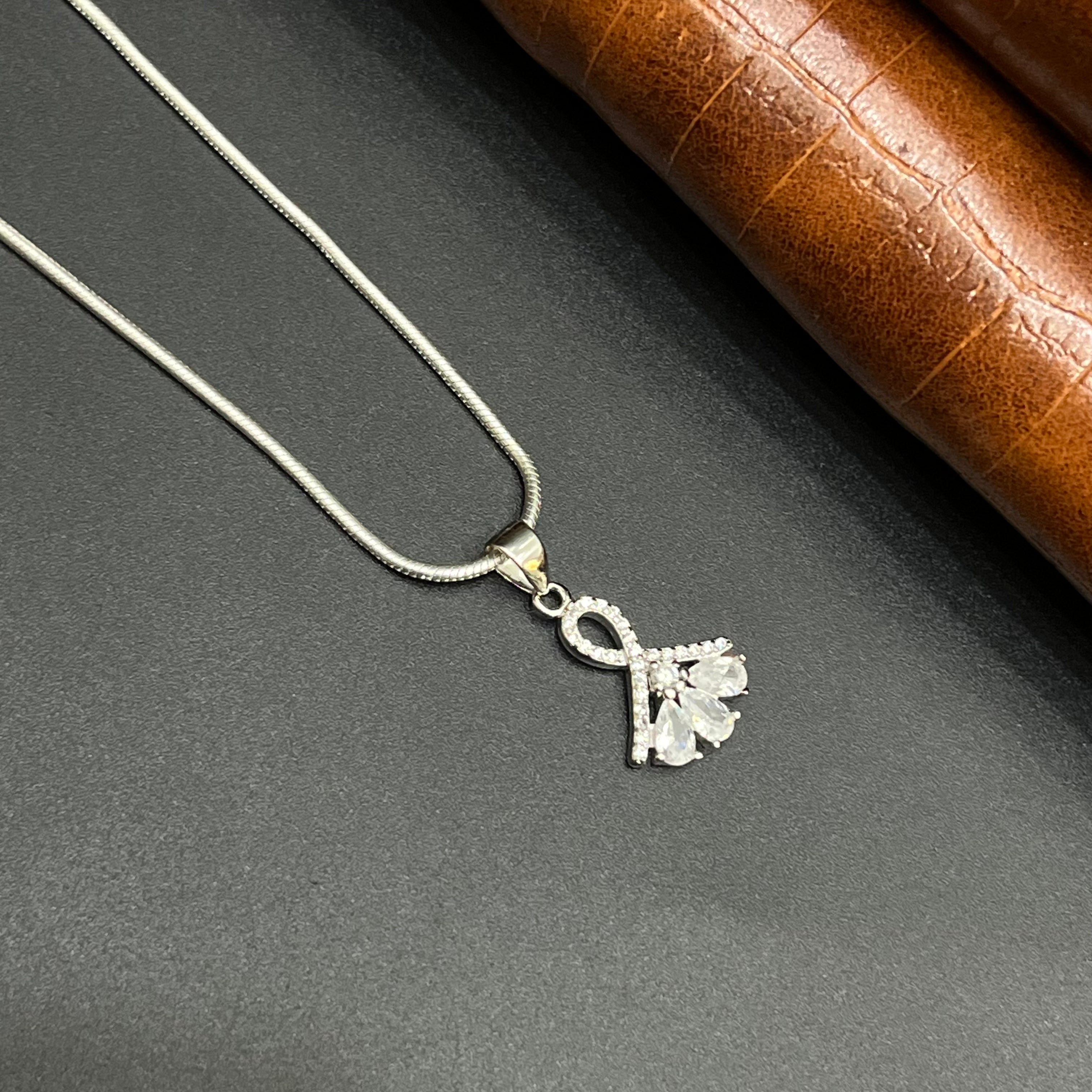 Silver Ladies Pendant Graceful Butterfly Bloom 925