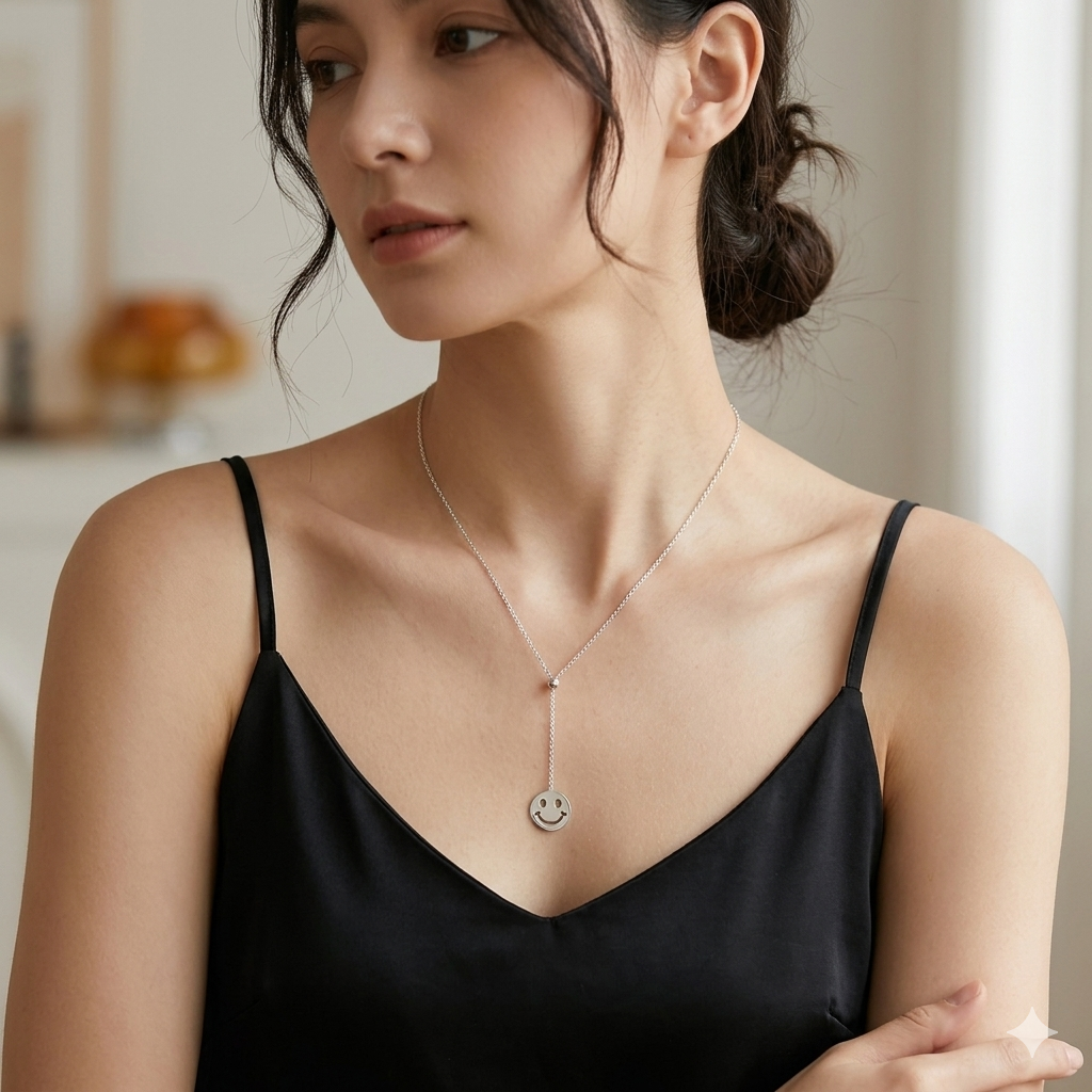 Silver Ladies Chain Smiley