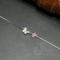 Silver Ladies Bracelet Butterfly Vine Elegance Pink 925