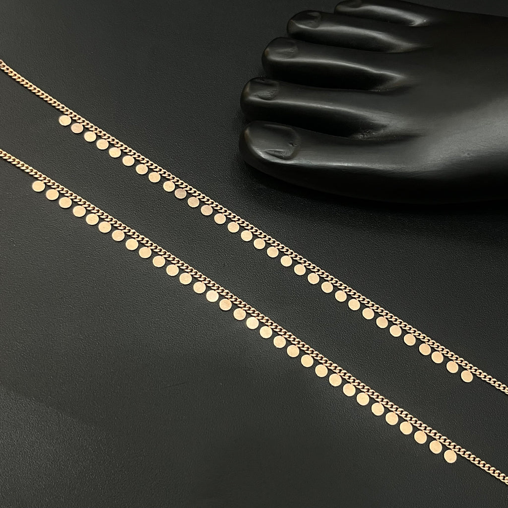 Silver Ladies Anklet Circle Drops RG
