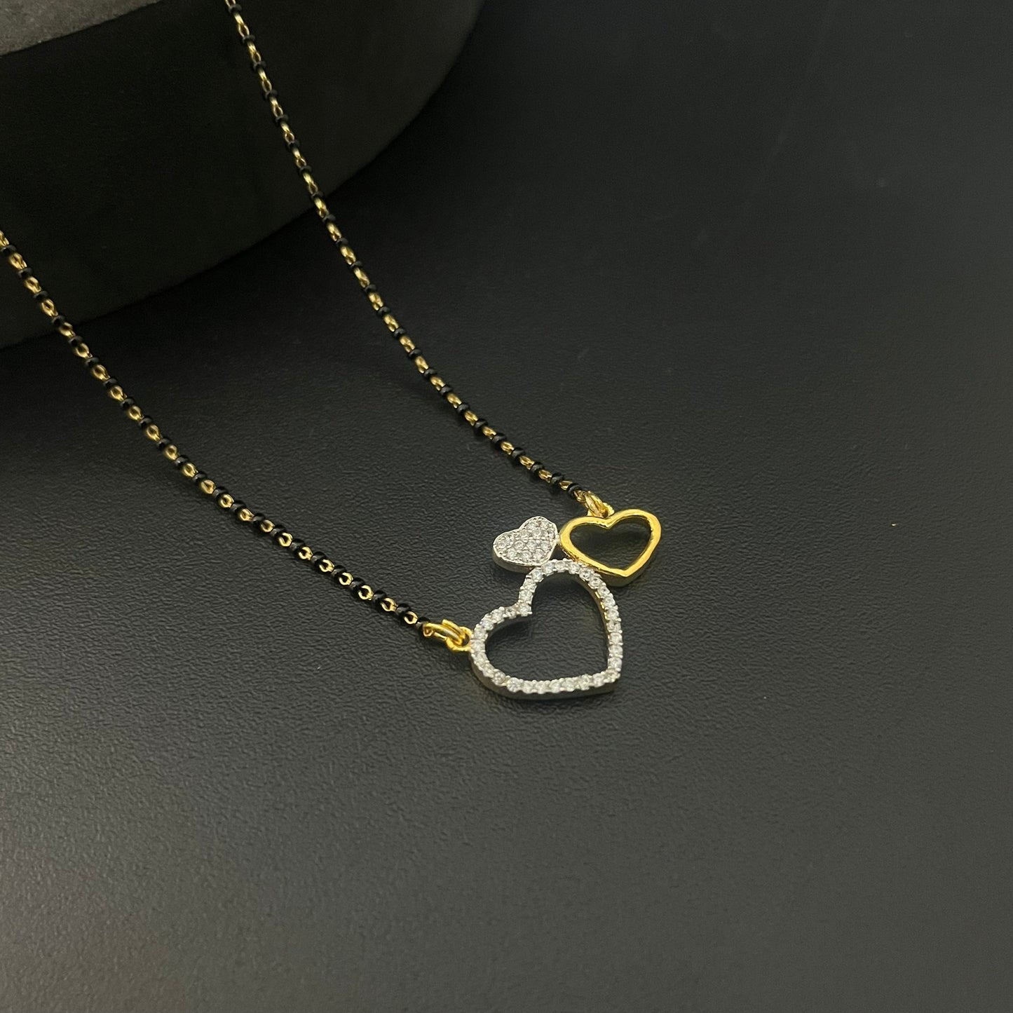 Silver Black Beads Chain Gold Finished