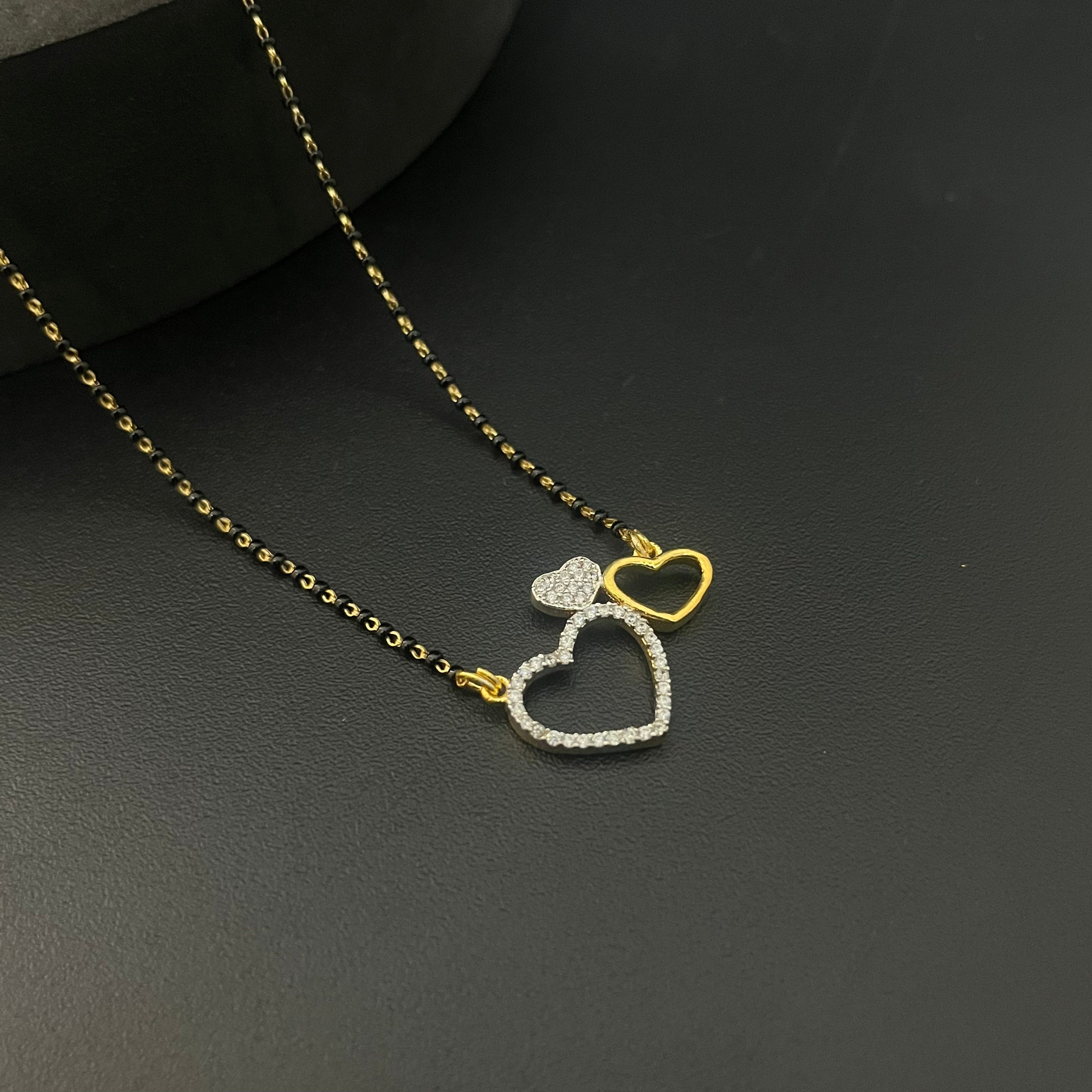 Silver Black Beads Chain Gold Finished