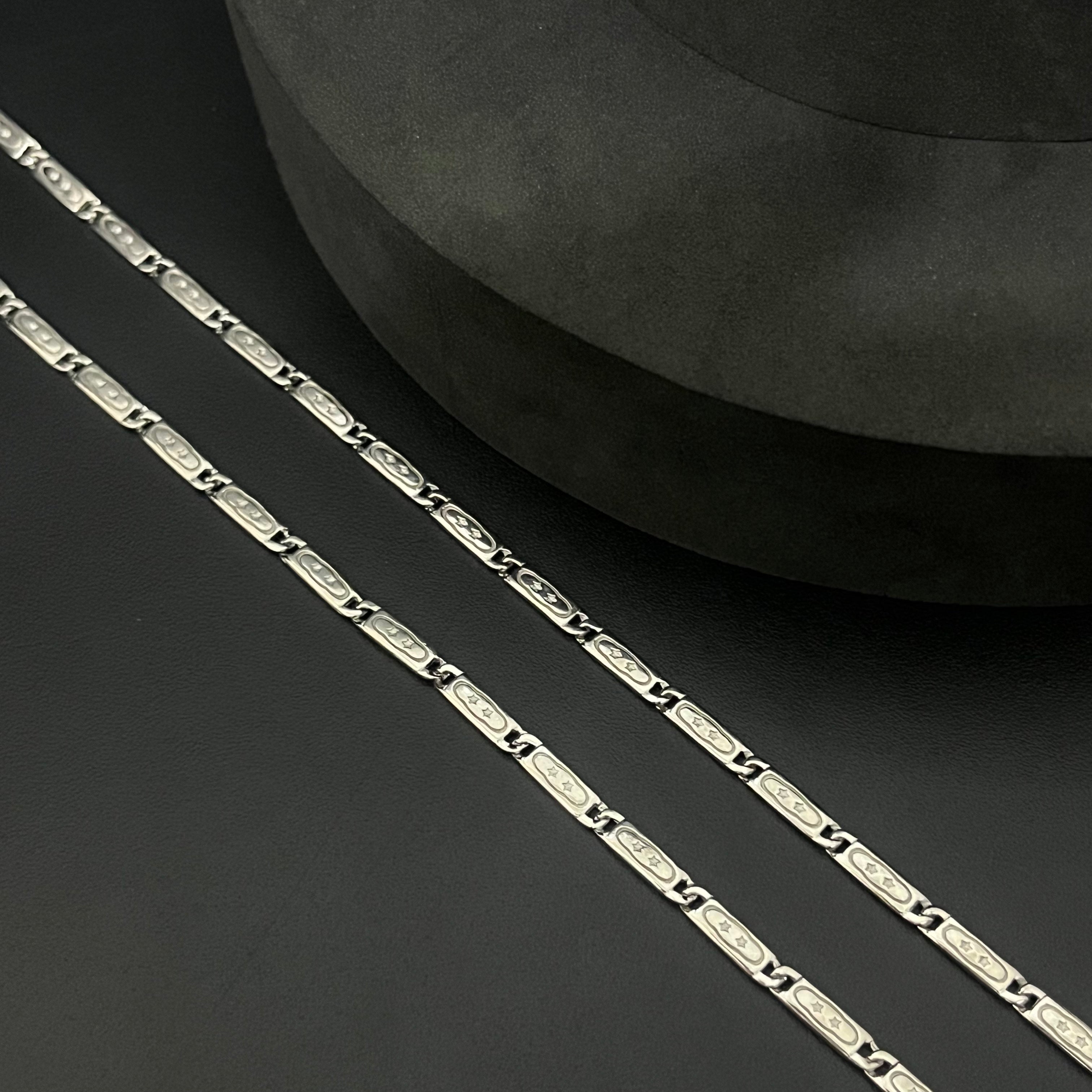 Silver Mens Chain Flat Italian Star