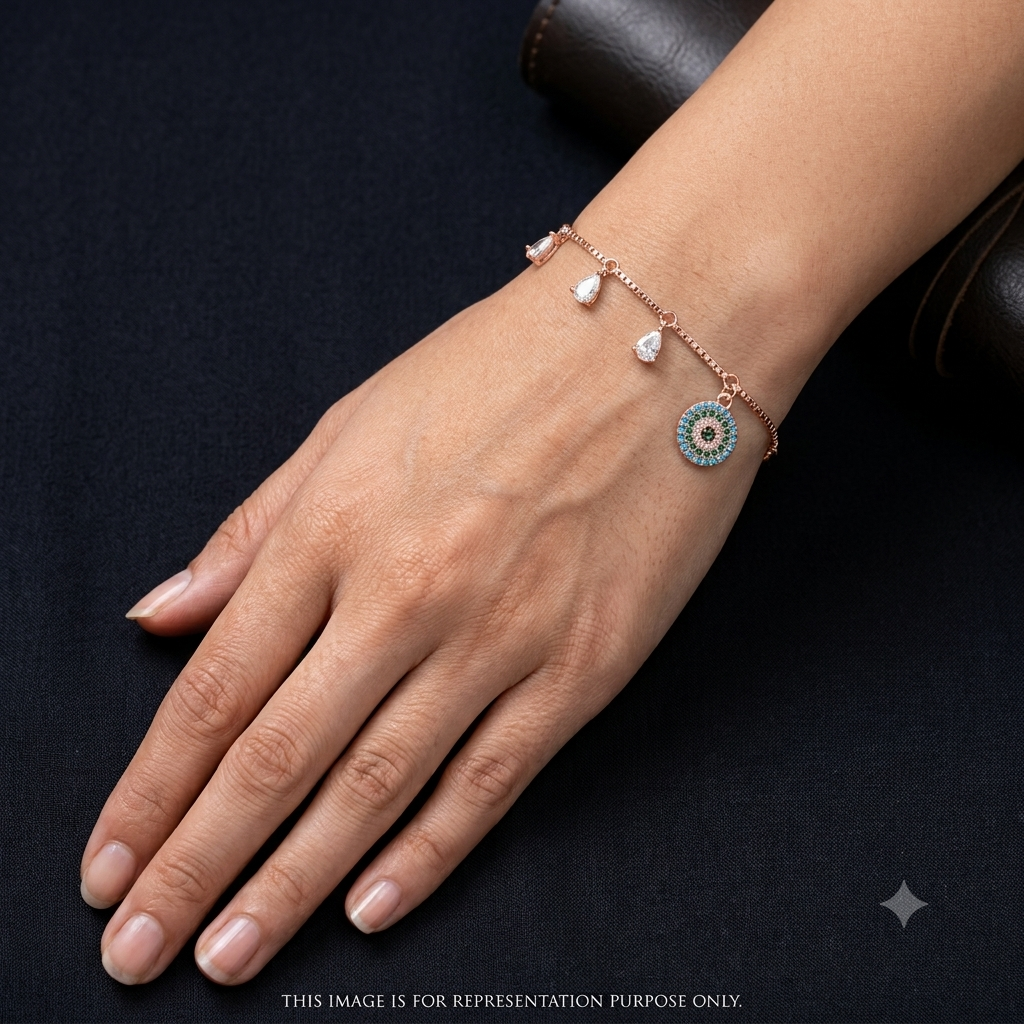 Silver Ladies Bracelet Blue Aura Royal Circle Luna Rose Gold 925