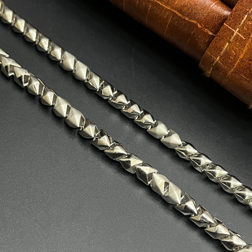 Silver Mens Chain Luxury Spiral Cut Mat Finish 925