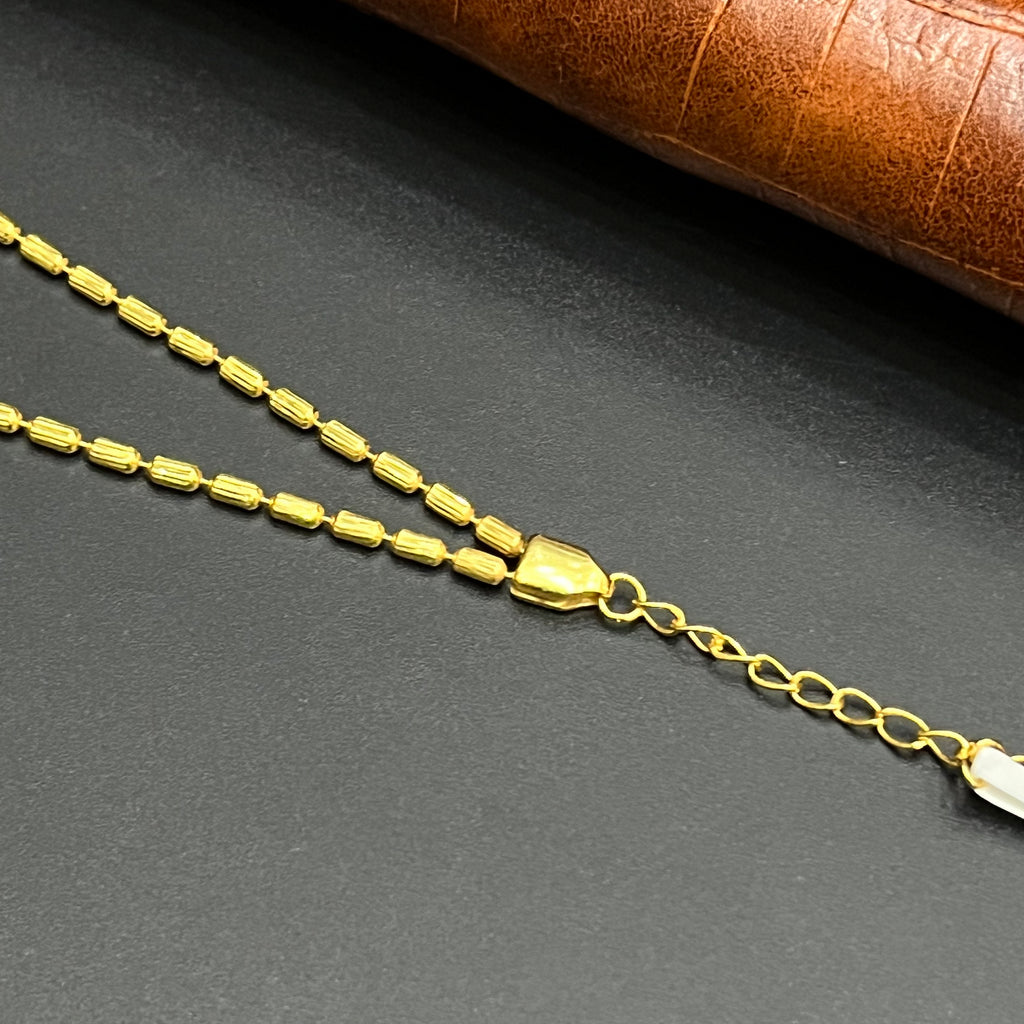 Silver Ladies Chain Classic Beaded Double Layer Gold Finish 925