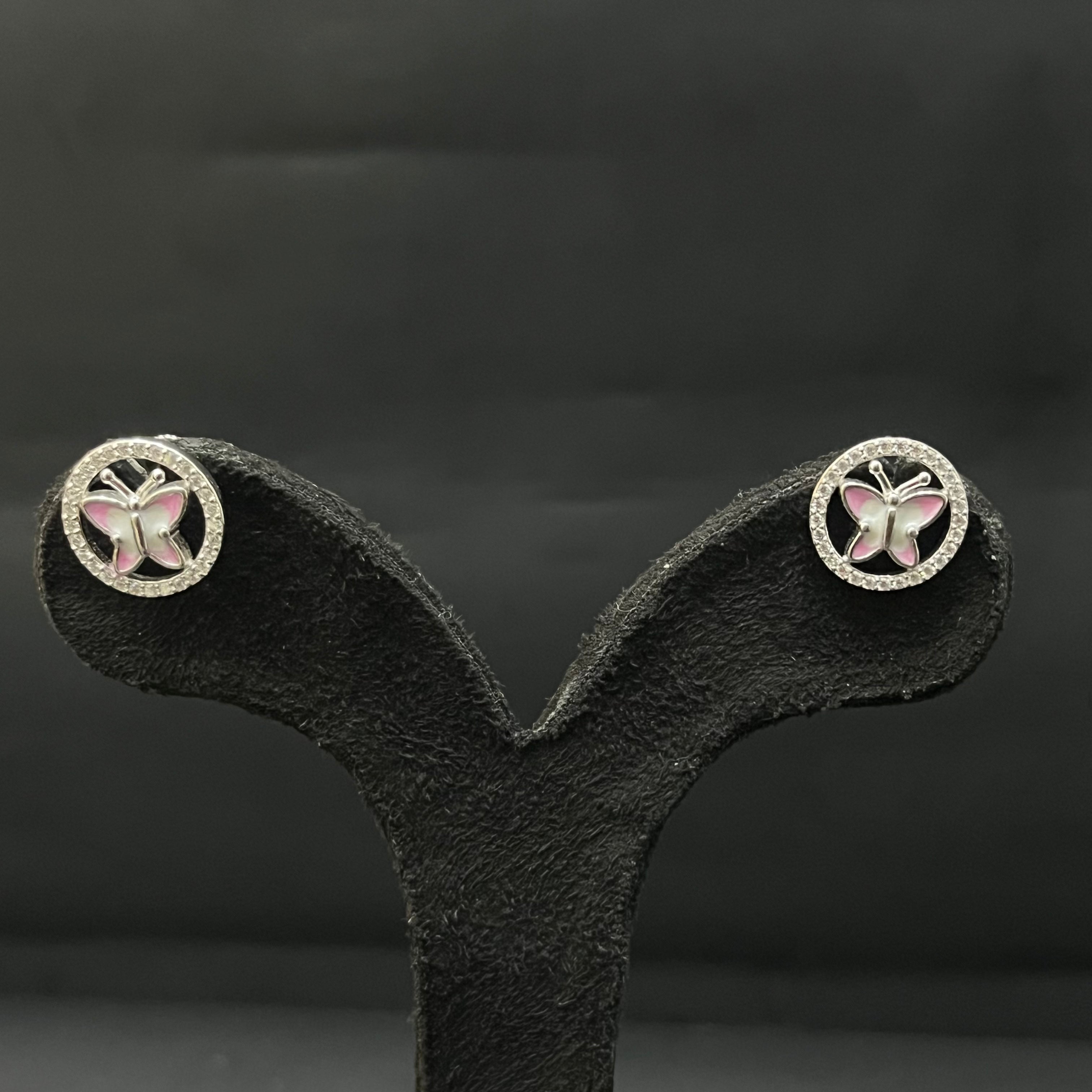 Silver Ladies Pendant Chain Circle Butterfly