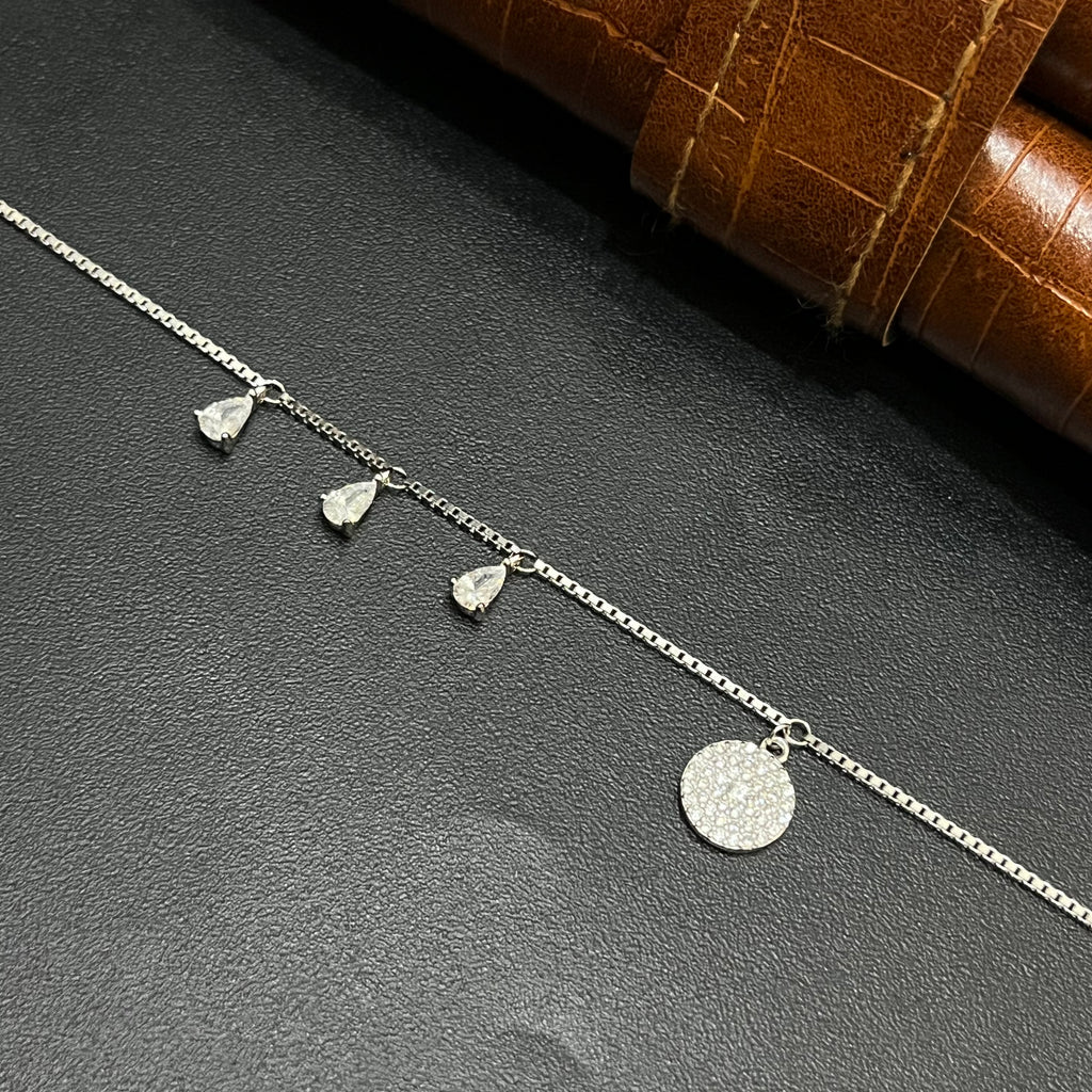 Silver Ladies Bracelet Classic White Stone Luna Drop 925