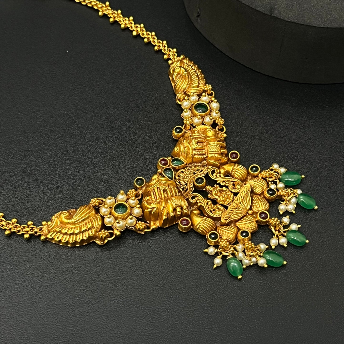 Silver Antique Finished Lakshmi Necklace Silver Gold Polish Finished